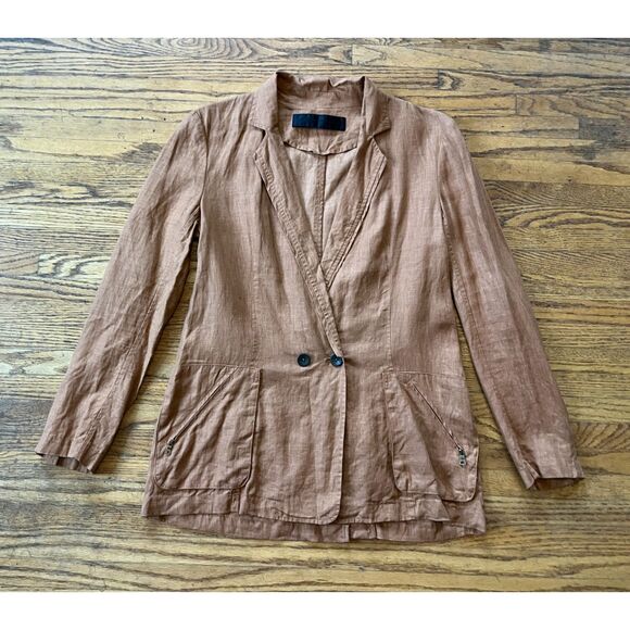 JENNI KAYNE Brown Linen Jacket Blazer Women's Size Small - Picture 3 of 9